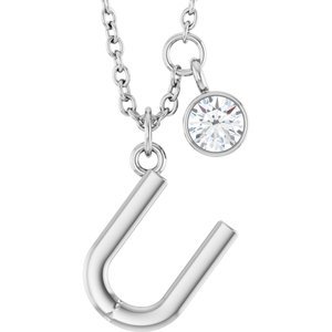 Letter Necklace & Bezel Diamond