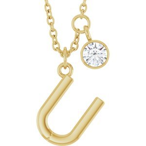 Letter Necklace & Bezel Diamond