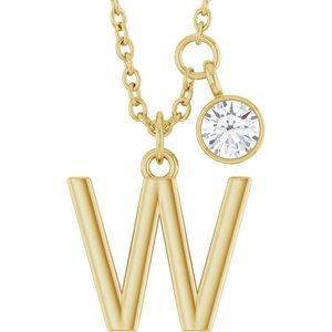 Letter Necklace & Bezel Diamond