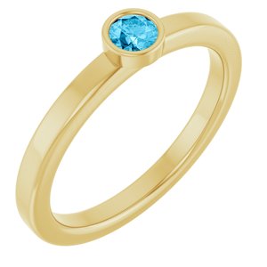 Velours de la Seine, Aquamarine Bezel Solitaire Kids Ring