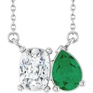 Lumière de Giverny, Diamond & Emerald Pendant Necklace
