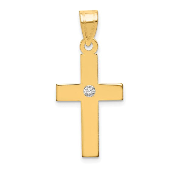 La Simple Croix Diamanté, Gold Cross Pendant