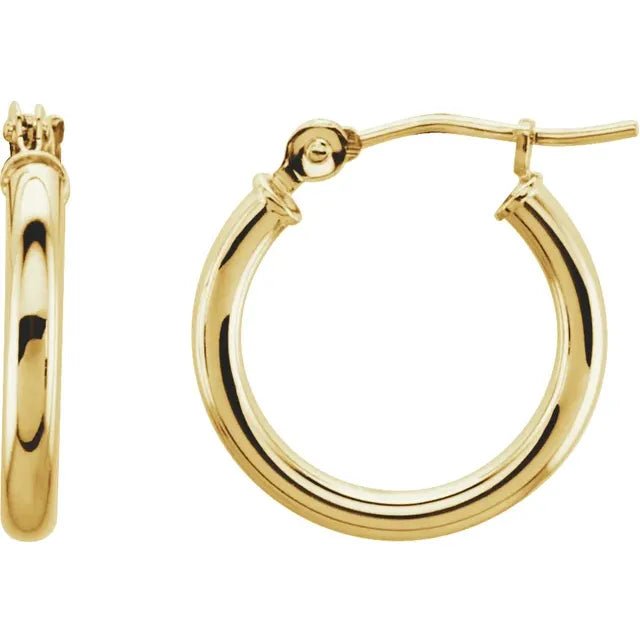 Round Tube Gold Hoop Earrings