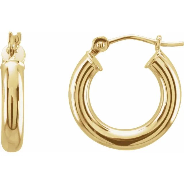 Round Tube Gold Hoop Earrings
