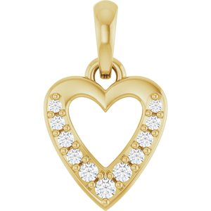 Gold heart-shaped pendant accented with small diamonds