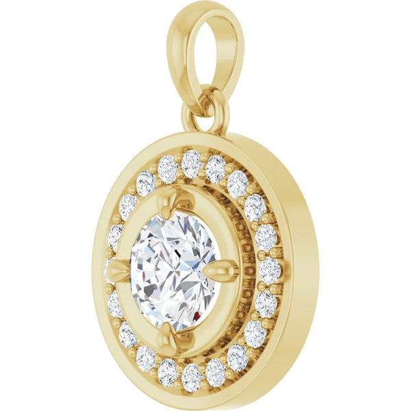 Natural Diamond Halo-Style Charm Pendant