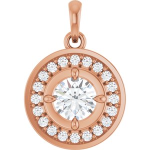 Natural Diamond Halo-Style Charm Pendant