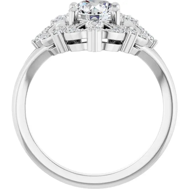 Les Arabesques, 14K White Gold Diamond Halo Engagement Ring