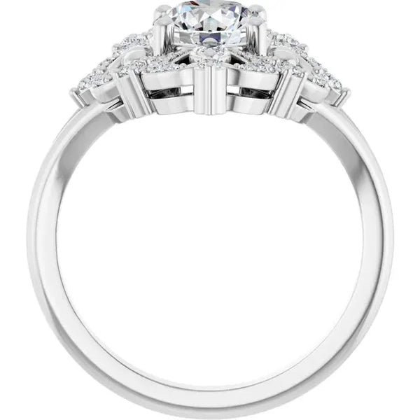 Les Arabesques, 14K White Gold Diamond Halo Engagement Ring