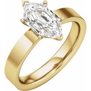 Solitaire Elongated Hexagon Engagement Ring