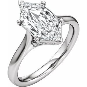 Prestige Engagement Ring - Elongated Hexagon Cut with Hidden Halo