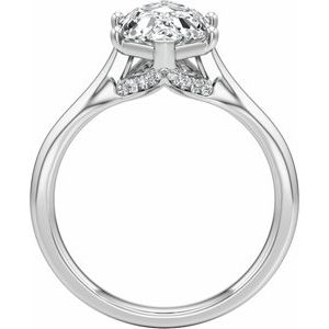 Prestige Engagement Ring - Elongated Hexagon Cut with Hidden Halo