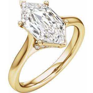 Prestige Engagement Ring - Elongated Hexagon Cut with Hidden Halo