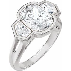 Oval cut lab-grown diamond ring in white recycled gold setting