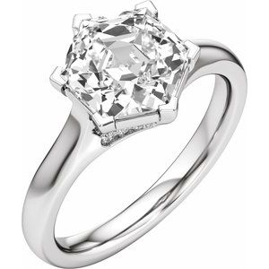 Prestige Engagement Ring - Hexagon Cut with Hidden Halo