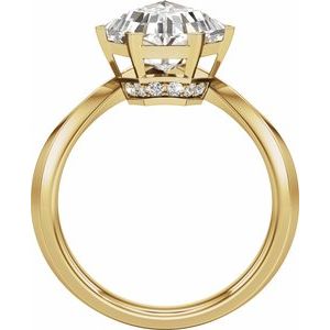 Hidden Halo-Style Shield-Cut Engagement Ring
