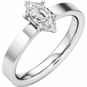 Elongated Hexagon Cut Engagement Ring
