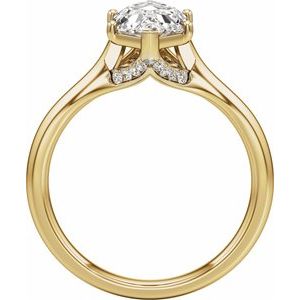Prestige Engagement Ring - Elongated Hexagon Cut with Hidden Halo