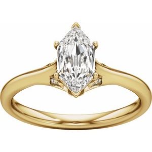 Prestige Engagement Ring - Elongated Hexagon Cut with Hidden Halo