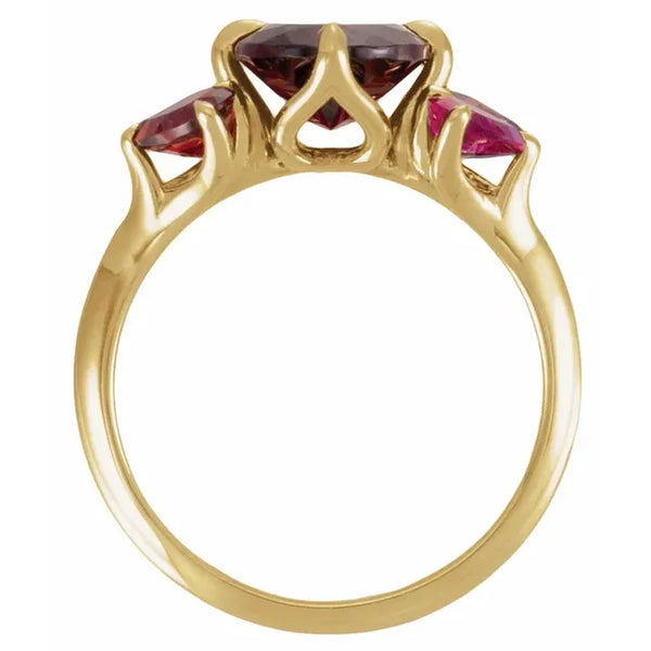 Natural Mozambique Garnet & Lab-Grown Ruby Ring