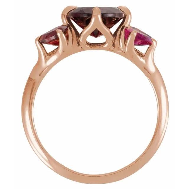 Natural Mozambique Garnet & Lab-Grown Ruby Ring