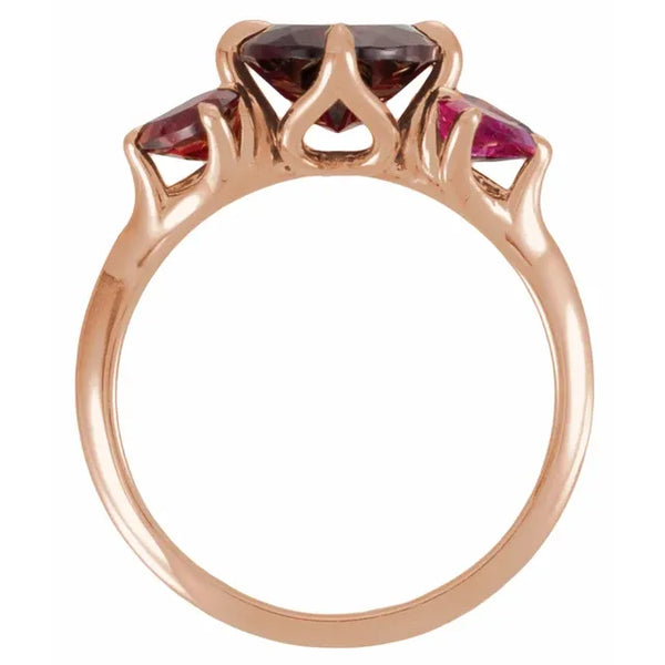 Natural Mozambique Garnet & Lab-Grown Ruby Ring