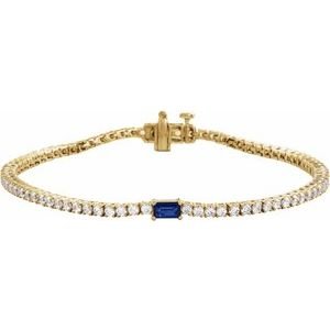 Diamond Tennis Bracelet with Emerald cut Gemstone