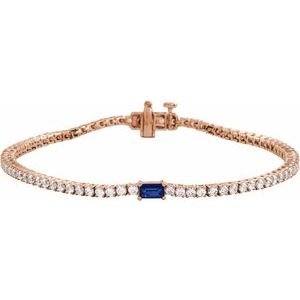 Diamond Tennis Bracelet with Emerald cut Gemstone
