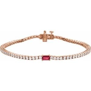 Diamond Tennis Bracelet with Emerald cut Gemstone