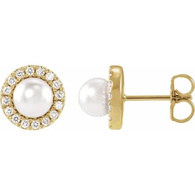 L'Aube de Deauville, Akoya Pearl Diamond Halo Earrings