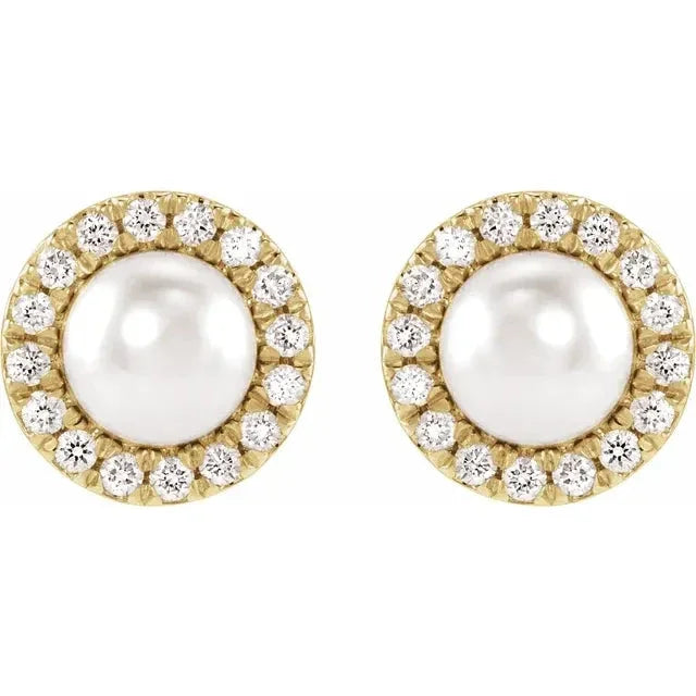 L'Aube de Deauville, Akoya Pearl Diamond Halo Earrings