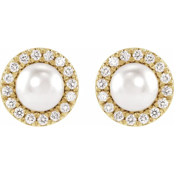 L'Aube de Deauville, Akoya Pearl Diamond Halo Earrings