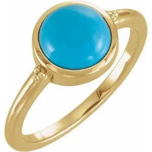 Natural Turquoise Ring - 14K Yellow Gold