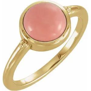 Natural Pink Opal Ring - 14K Yellow Gold