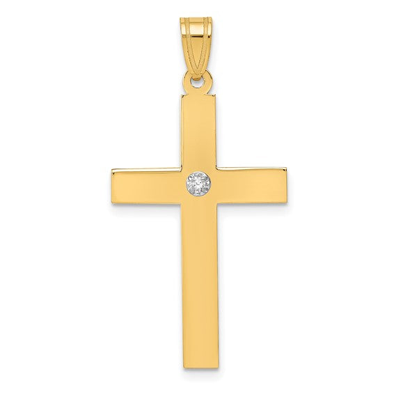 La Simple Croix Diamanté, Gold Cross Pendant