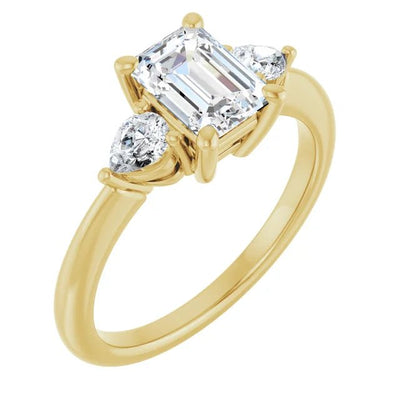 Three-Stone Engagement Ring - Emerald Cut