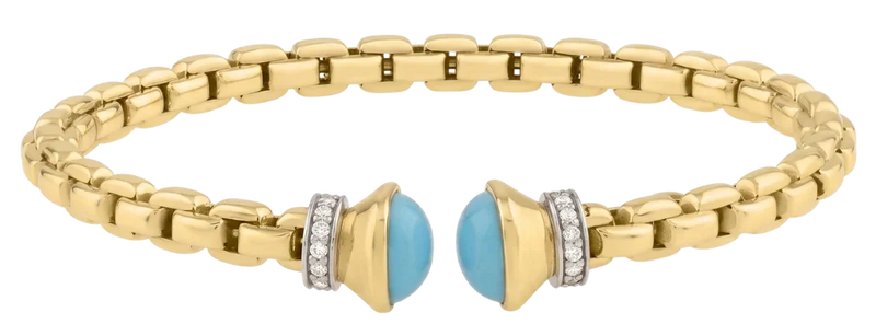 Azur de la Côte, Turquoise Diamond Box-Link Bangle