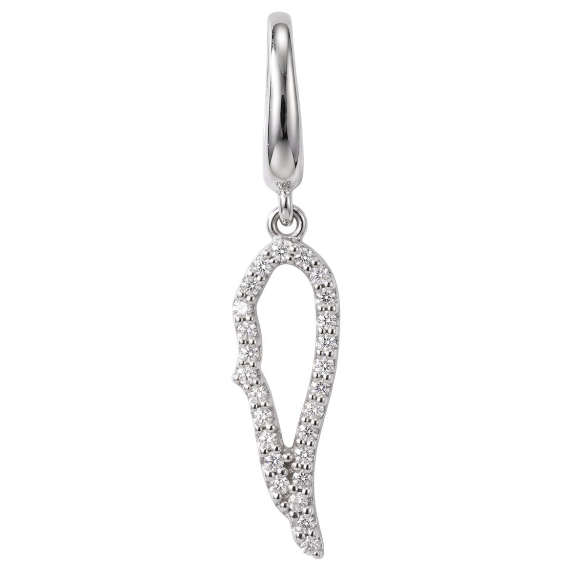 L'Aile de l'Ange, 14K White Gold Diamond Angel Wing Charm