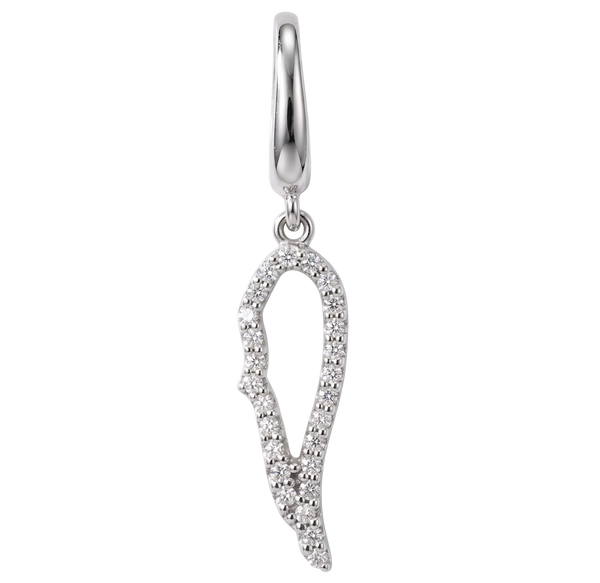 L'Aile de l'Ange, 14K White Gold Diamond Angel Wing Charm