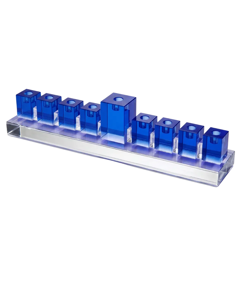 Le Menorah Parisien, Blue Crystal Glass Menorah