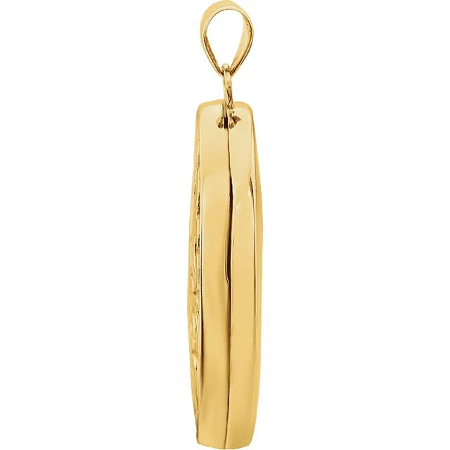14K Yellow Gold Embossed Oval Locket