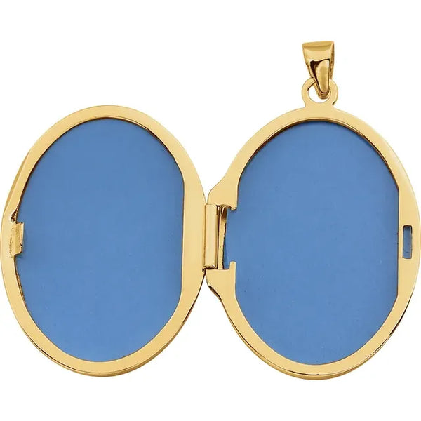 14K Yellow Gold Embossed Oval Locket
