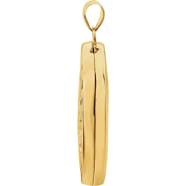 14K Yellow Gold Embossed Oval Locket