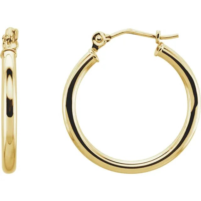 Round Tube Gold Hoop Earrings