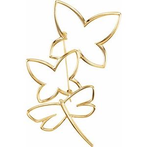 14K Yellow Gold Butterfly & Dragonfly Brooch