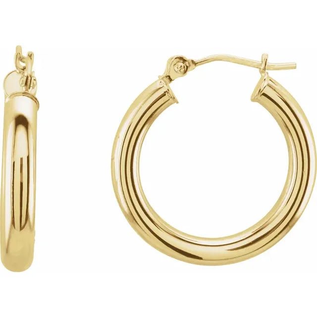Round Tube Gold Hoop Earrings