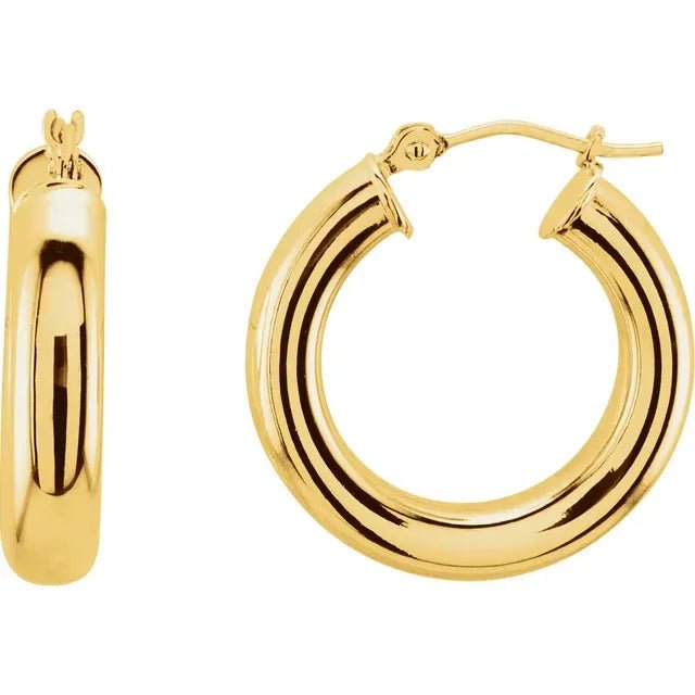 Round Tube Gold Hoop Earrings