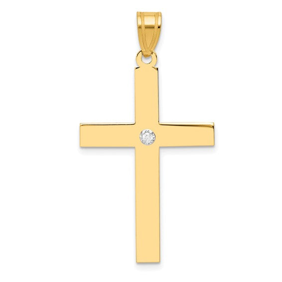 La Simple Croix Diamanté, Gold Cross Pendant