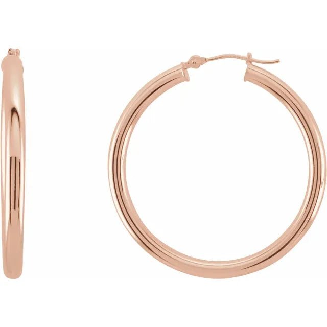 Round Tube Gold Hoop Earrings