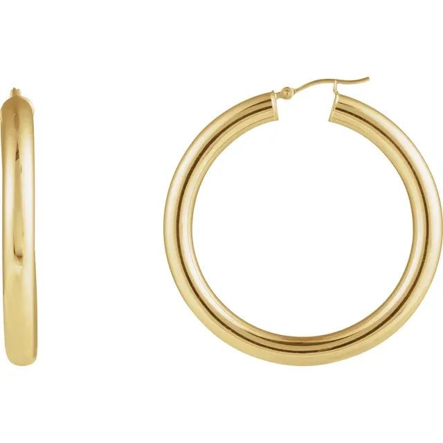 Round Tube Gold Hoop Earrings